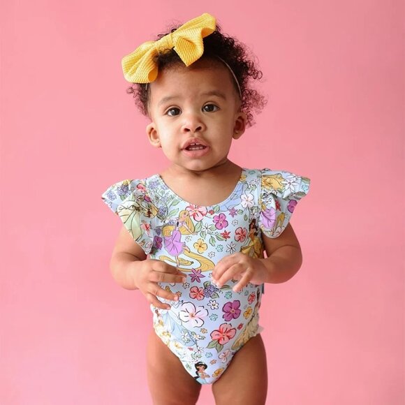 NWT Posh Peanut Disney Princess Flutter Sleeve One Piece Swimsuit Size 12-18 mon - Picture 6 of 7